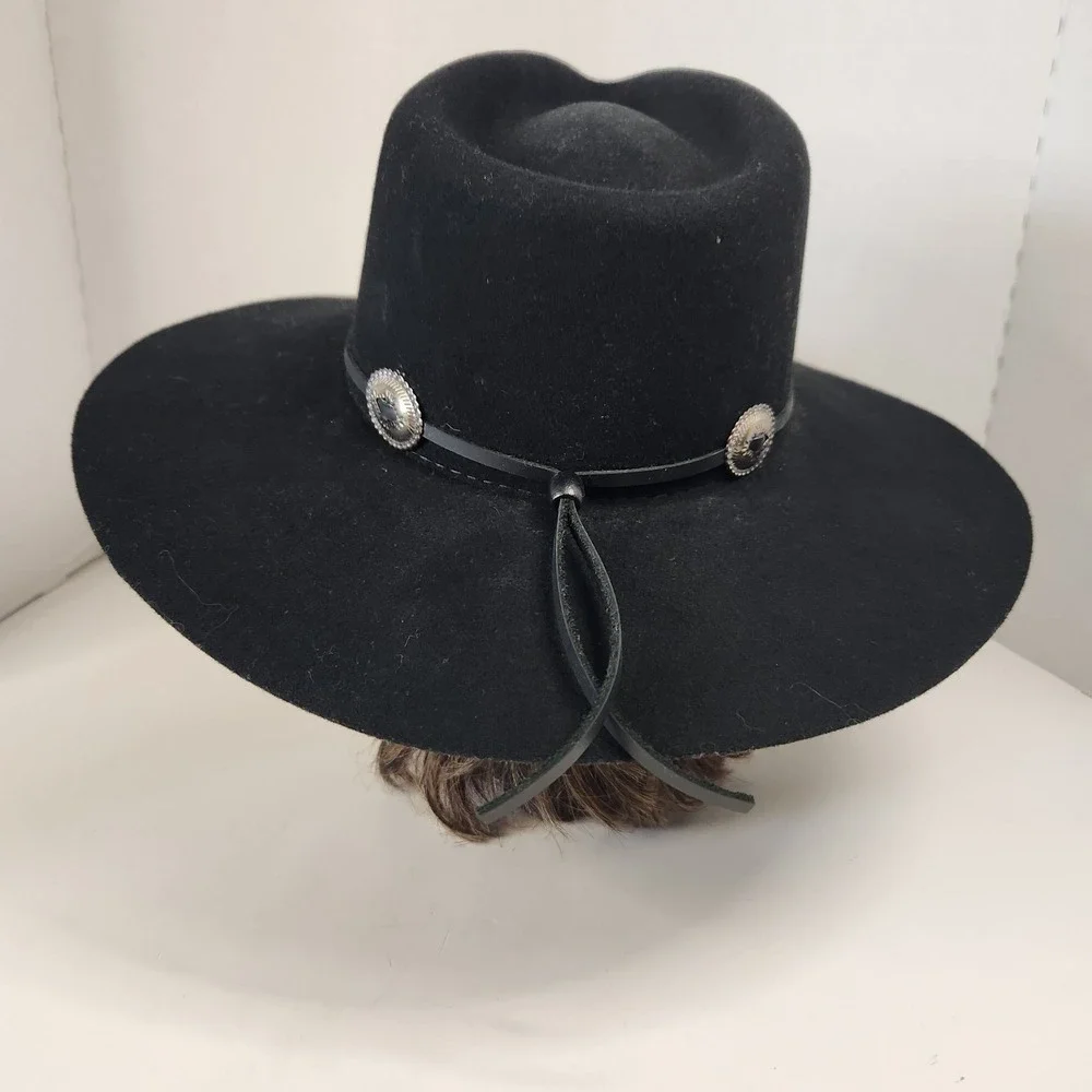 Charlie 1 Horse Traveler Black Felt Western Cowboy Hat With Concho Band Branded